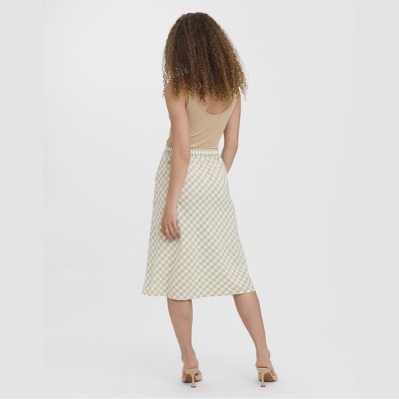 Vero Moda Karma midi skirt size L in green and white gingham - Picture 2 of 9
